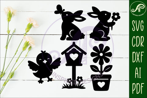 Spring / Easter silhouettes laser cut outs SVG 3 SVG APInspireddesigns 