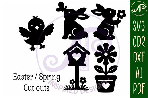 Spring / Easter silhouettes laser cut outs SVG 3 SVG APInspireddesigns 