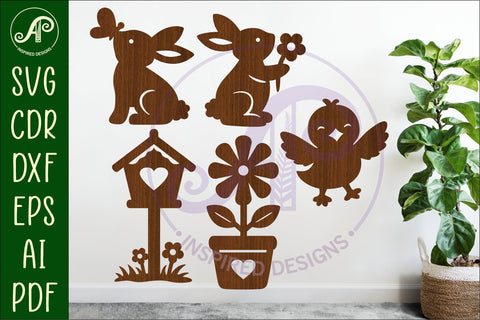 Spring / Easter silhouettes laser cut outs SVG 3 SVG APInspireddesigns 