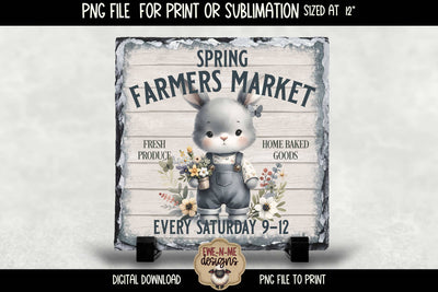 Spring Farmers Market Bunny | Square Sublimation Design PNG Sublimation Ewe-N-Me Designs 