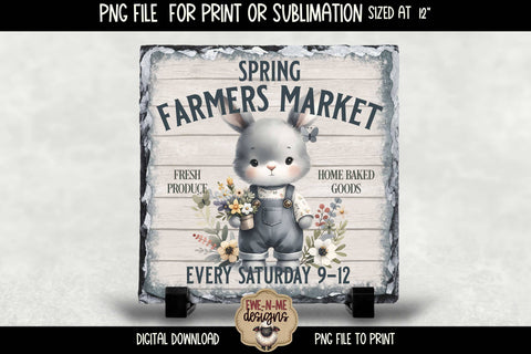 Spring Farmers Market Bunny | Square Sublimation Design PNG Sublimation Ewe-N-Me Designs 