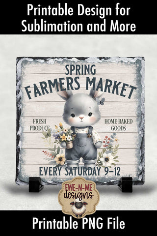 Spring Farmers Market Bunny | Square Sublimation Design PNG Sublimation Ewe-N-Me Designs 