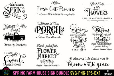 Spring Farmhouse Sign SVG Bundle I Spring Sign SVG Bundle SVG Happy Printables Club 