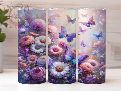 Spring Floral Butterfly 20oz Tumbler, Floral Cup Wrap, Seasonal Butterfly Design, Sublimation Tumbler Wrap, 20Oz Tumbler Design, Artistic Spring Cup, Stylish Floral Butterfly Wrap Sublimation Lara' s Designs 