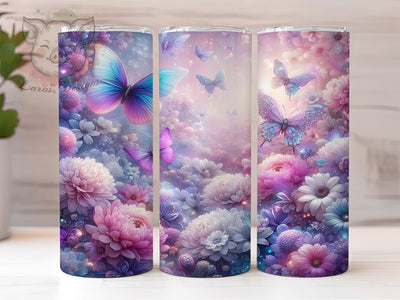 Spring Floral Butterfly 20oz Tumbler, Floral Cup Wrap, Seasonal Butterfly Design, Sublimation Tumbler Wrap, 20Oz Tumbler Design, Artistic Spring Cup, Stylish Floral Butterfly Wrap Sublimation Lara' s Designs 
