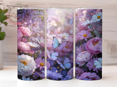 Spring Floral Butterfly 20oz Tumbler, Floral Cup Wrap, Seasonal Butterfly Design, Sublimation Tumbler Wrap, 20Oz Tumbler Design, Artistic Spring Cup, Stylish Floral Butterfly Wrap Sublimation Lara' s Designs 
