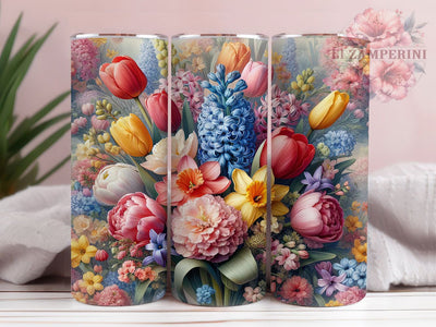 Spring Floral Butterfly 20oz Tumbler, Tulip Pattern, Daffodil Design, Butterfly Theme, Seasonal Wrap, Sublimation Design, PNG File Sublimation Li Zamperini 