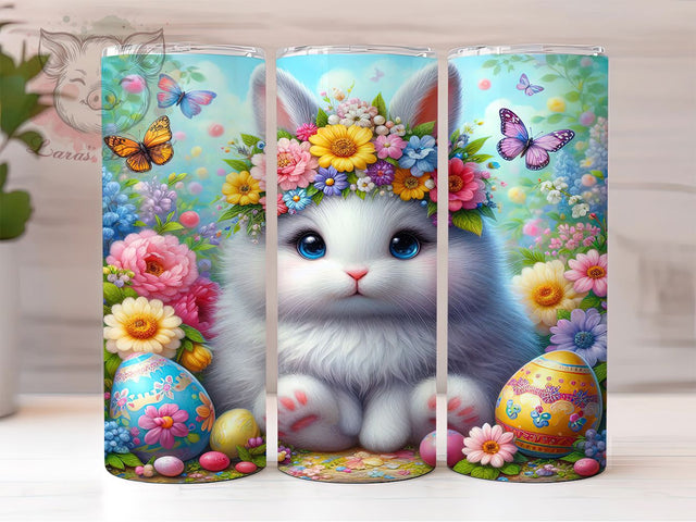 Spring Floral Easter Bunny Tumbler, Spring Floral Tumbler, Cute Bunny Wrap, Easter Egg Wrap, Festive Bunny Wrap, Sublimation Design, Trendy Gift Idea Sublimation Lara' s Designs 