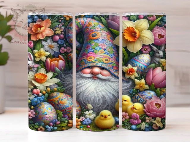 Spring Floral Easter Gnome Tumbler, Spring Floral Tumbler, Cute Gnome Wrap, Stylish 20oz Wrap, Sublimation Design, Trendy Gift Idea, Inspirational Easter Tumbler Sublimation Lara' s Designs 