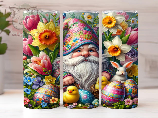 Spring Floral Easter Gnome Tumbler, Spring Floral Tumbler, Cute Gnome Wrap, Stylish 20oz Wrap, Sublimation Design, Trendy Gift Idea, Inspirational Easter Tumbler Sublimation Lara' s Designs 