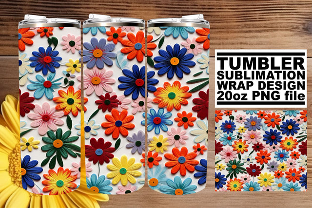 Spring Floral Elegance 3D Tumbler Wrap Sublimation - 20oz Sublimation afrosvg 