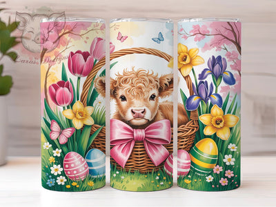 Spring Floral Highland Cow Tumbler, Spring Flowers Tumbler, Cute Cow Wrap, Stylish 20oz Wrap, Sublimation Design, Trendy Gift Idea, Inspirational Easter Tumbler Sublimation Lara' s Designs 