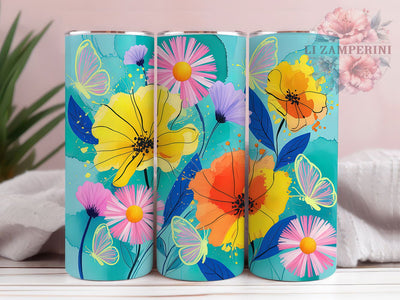 Spring Floral Nature Tumbler, Spring Flower, Nature Theme, Floral Design, Colorful Pattern, 20Oz Tumbler, Sublimation Wrap Sublimation Li Zamperini 