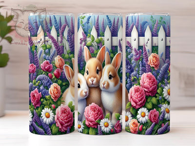 Spring Floral Rabbits 20 oz Skinny Tumbler Sublimation Design, Straight & Tapered Tumbler Png, Spring Bunnies Tumbler Png, Digital Download PNG Sublimation Lara' s Designs 