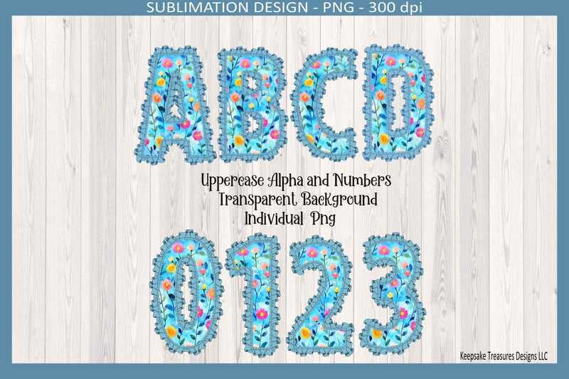 Spring Floral Ruffle Alphabet And Numbers, Sublimation Individual Png Sublimation Keepsake Treasures Designs LLC. 