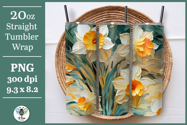 Spring Floral Tumbler Wrap | Daffodil Sublimation PNG Sublimation B Renee Design 