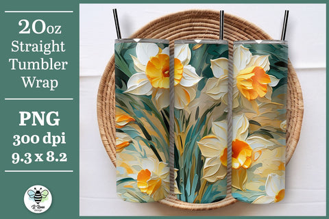 Spring Floral Tumbler Wrap | Daffodil Sublimation PNG Sublimation B Renee Design 