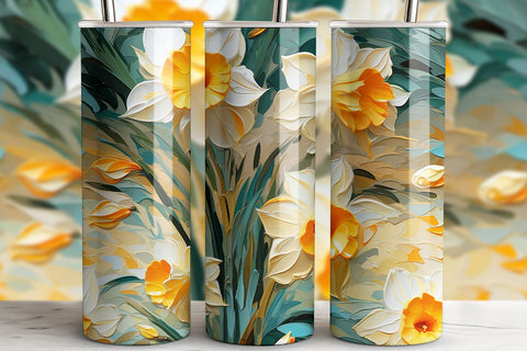 Spring Floral Tumbler Wrap | Daffodil Sublimation PNG Sublimation B Renee Design 
