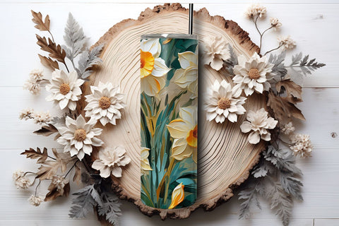 Spring Floral Tumbler Wrap | Daffodil Sublimation PNG Sublimation B Renee Design 