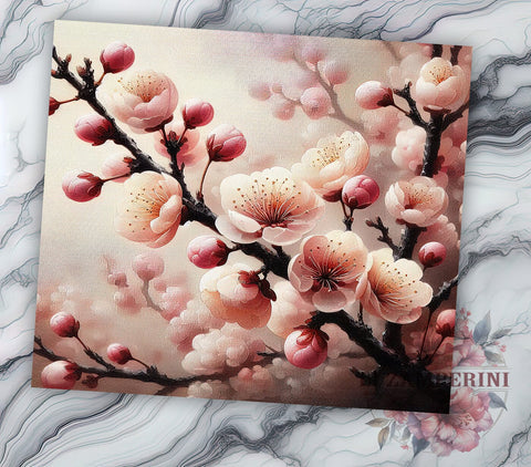 Spring Floral Tumbler Wrap Design, Cherry Blossoms, Pink Flowers, Tumbler Wrap, Sublimation Design, Floral Tumbler, Spring Decor, Nature Lover Sublimation Li Zamperini 