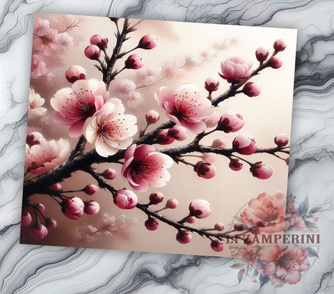 Spring Floral Tumbler Wrap Design, Cherry Blossoms, Pink Flowers, Tumbler Wrap, Sublimation Design, Floral Tumbler, Spring Decor, Nature Lover Sublimation Li Zamperini 