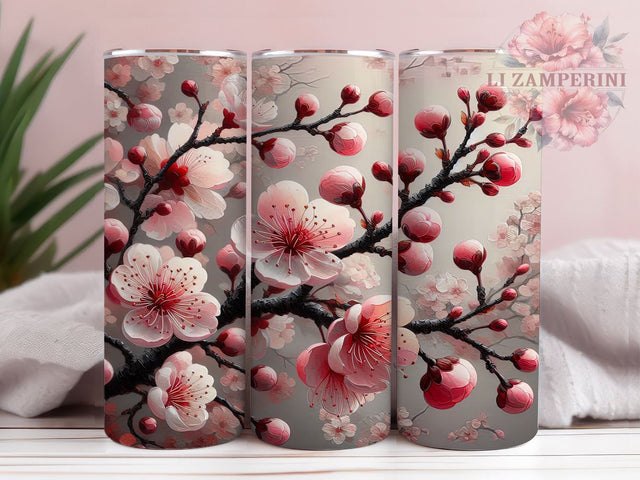 Spring Floral Tumbler Wrap Design, Cherry Blossoms, Pink Flowers, Tumbler Wrap, Sublimation Design, Floral Tumbler, Spring Decor, Nature Lover Sublimation Li Zamperini 
