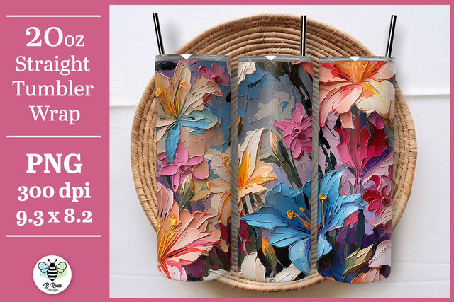 Spring Floral Tumbler Wrap | Flowers Sublimation PNG Sublimation B Renee Design 