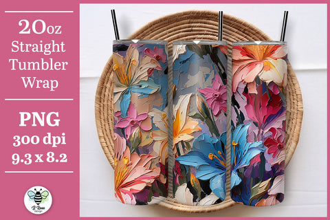 Spring Floral Tumbler Wrap | Flowers Sublimation PNG Sublimation B Renee Design 