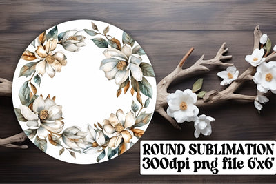 Spring Floral Watercolor Round Design Sublimation afrosvg 