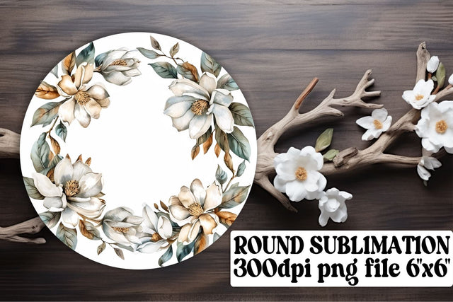 Spring Floral Watercolor Round Design Sublimation afrosvg 