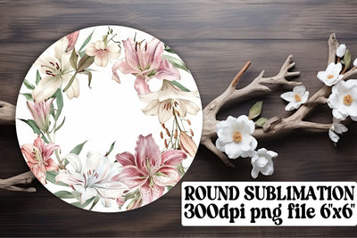 Spring Floral Watercolor Round Design Sublimation afrosvg 