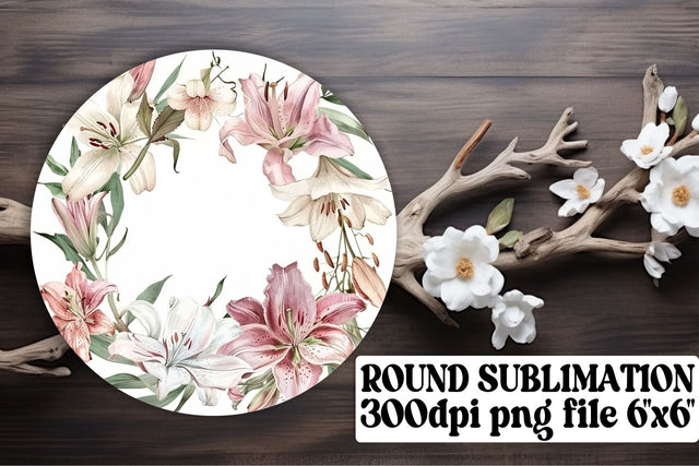Spring Floral Watercolor Round Design Sublimation afrosvg 
