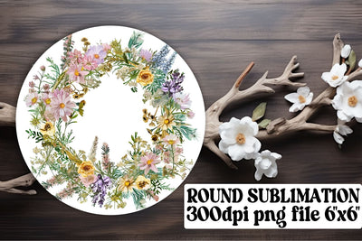 Spring Floral Wreath Watercolor Sublimation afrosvg 