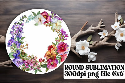 Spring Floral Wreath Watercolor Sublimation afrosvg 