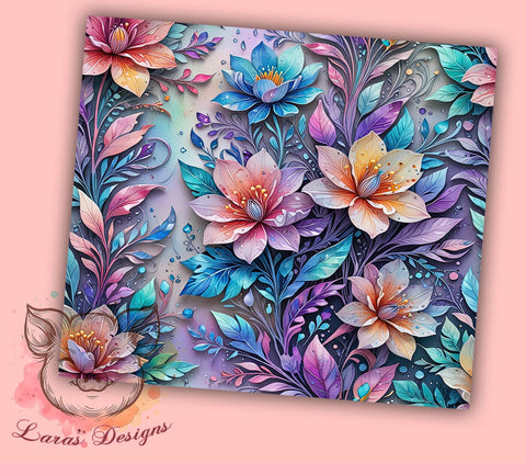 Spring Flower 20oz Tumbler Png, Straight & Tapered Tumbler Png, Holographic Floral Tumbler Png, Digital Download PNG Sublimation Lara' s Designs 
