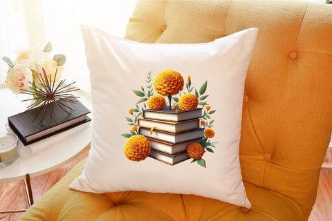 Spring Flower Book Stack Clipart PNG Sublimation designartist 