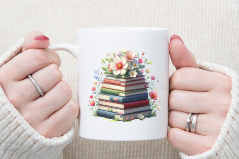 Spring Flower Book Stack Clipart PNG Sublimation designartist 