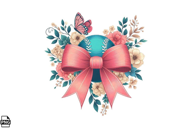 Spring Flower Coquette Baseball PNG Printable File Sublimation Creativedesigntee 