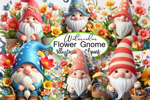 Spring Flower Gnome Clipart PNG Sublimation SVGArt 