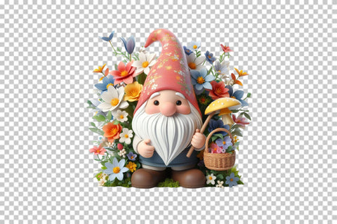 Spring Flower Gnome Clipart PNG Sublimation SVGArt 