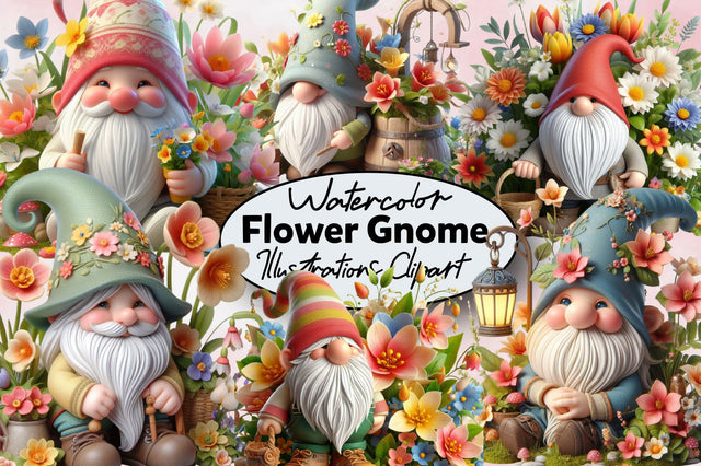 Spring Flower Gnome Clipart Sublimation SVGArt 