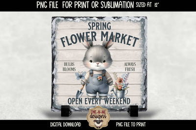 Spring Flower Market Bunny | Square Sublimation Design PNG Sublimation Ewe-N-Me Designs 