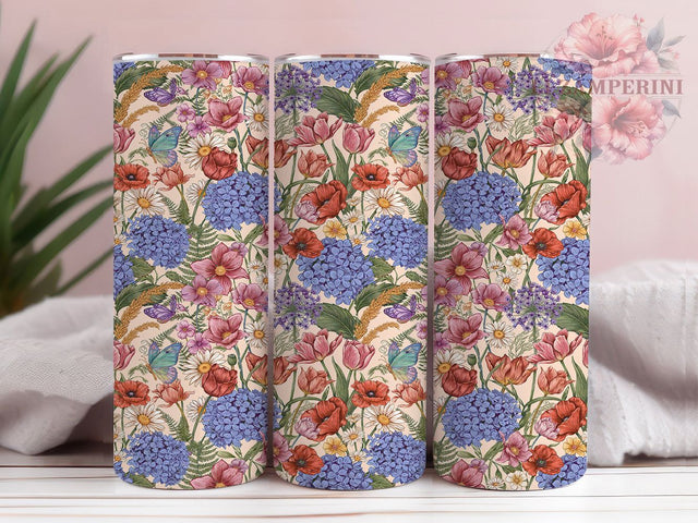 Spring Flower Meadow 20oz Tumbler, Spring Flowers, Flower Meadow, Floral Pattern, Whimsical Charm, Nature Motif, Skinny Tumbler, Sublimation PNG Sublimation Li Zamperini 