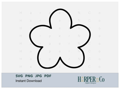 Spring Flower Outline 1 SVG PNG Cut EPS File SVG HarperNCo 