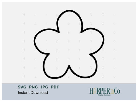 Spring Flower Outline 1 SVG PNG Cut EPS File SVG HarperNCo 