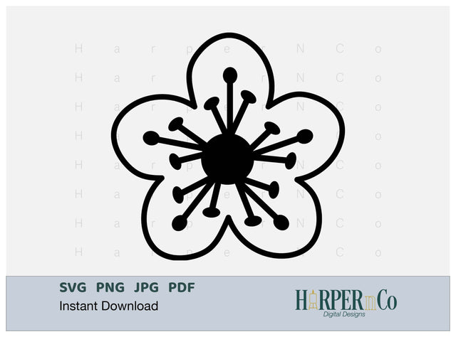 Spring Flower Outline 3 SVG PNG Cut EPS File SVG HarperNCo 