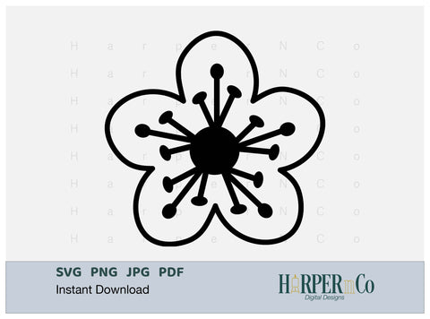 Spring Flower Outline 3 SVG PNG Cut EPS File SVG HarperNCo 