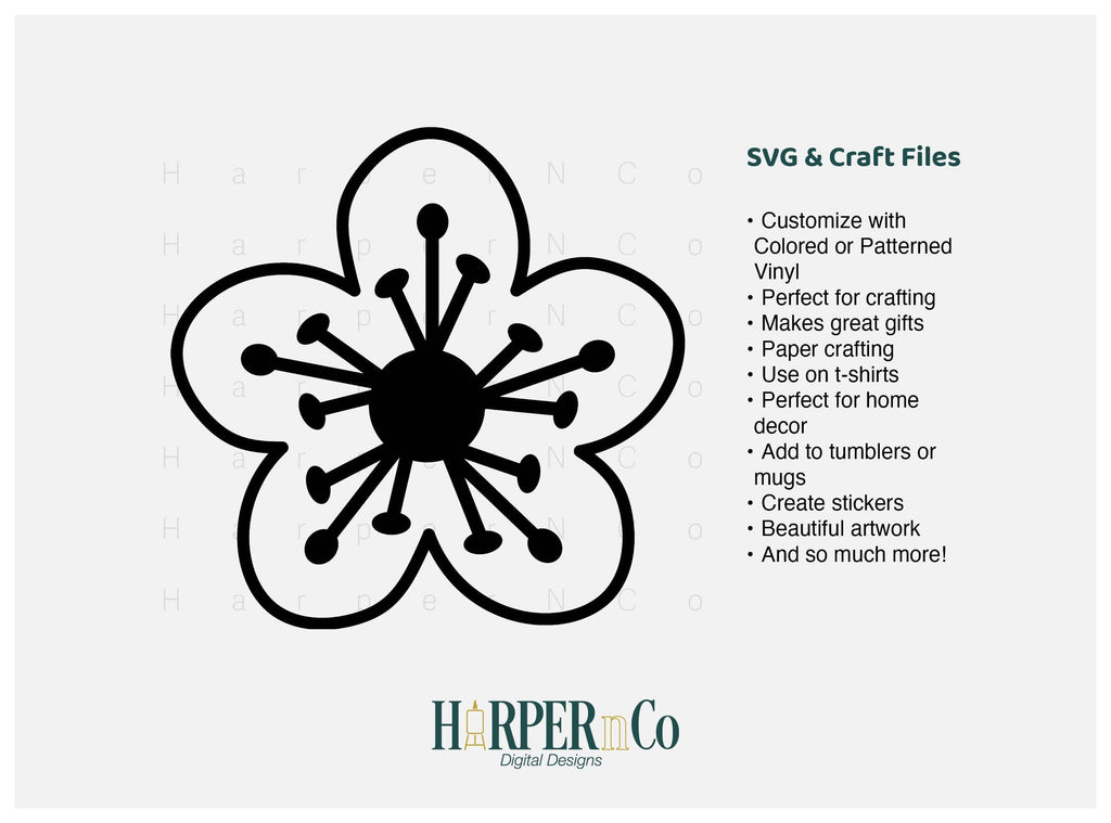 Spring Flower Outline 3 SVG PNG Cut EPS File - So Fontsy