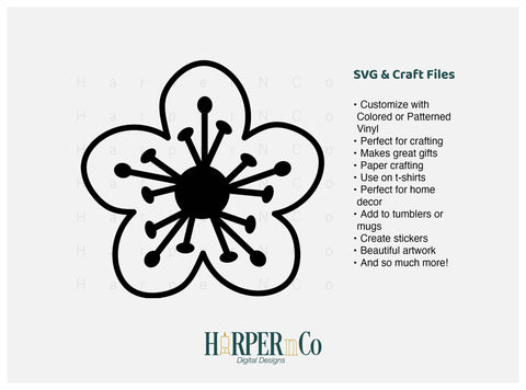 Spring Flower Outline 3 SVG PNG Cut EPS File SVG HarperNCo 