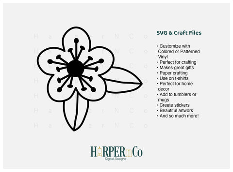 Spring Flower Outline 4 SVG PNG Cut EPS File SVG HarperNCo 